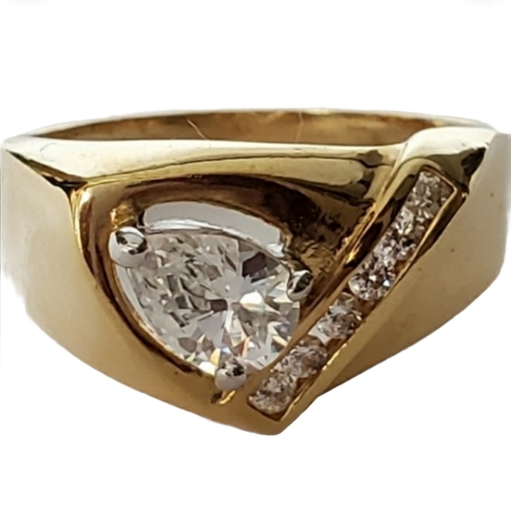 Men'a Yellow Gold Plated Cubic Zirconia Cocktail Ring sizes 13 14 14.5m*
